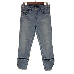 J Brand Ruby High Rise Crop Denim Blue Jeans Raw Hem Cigarette Women's Size 27